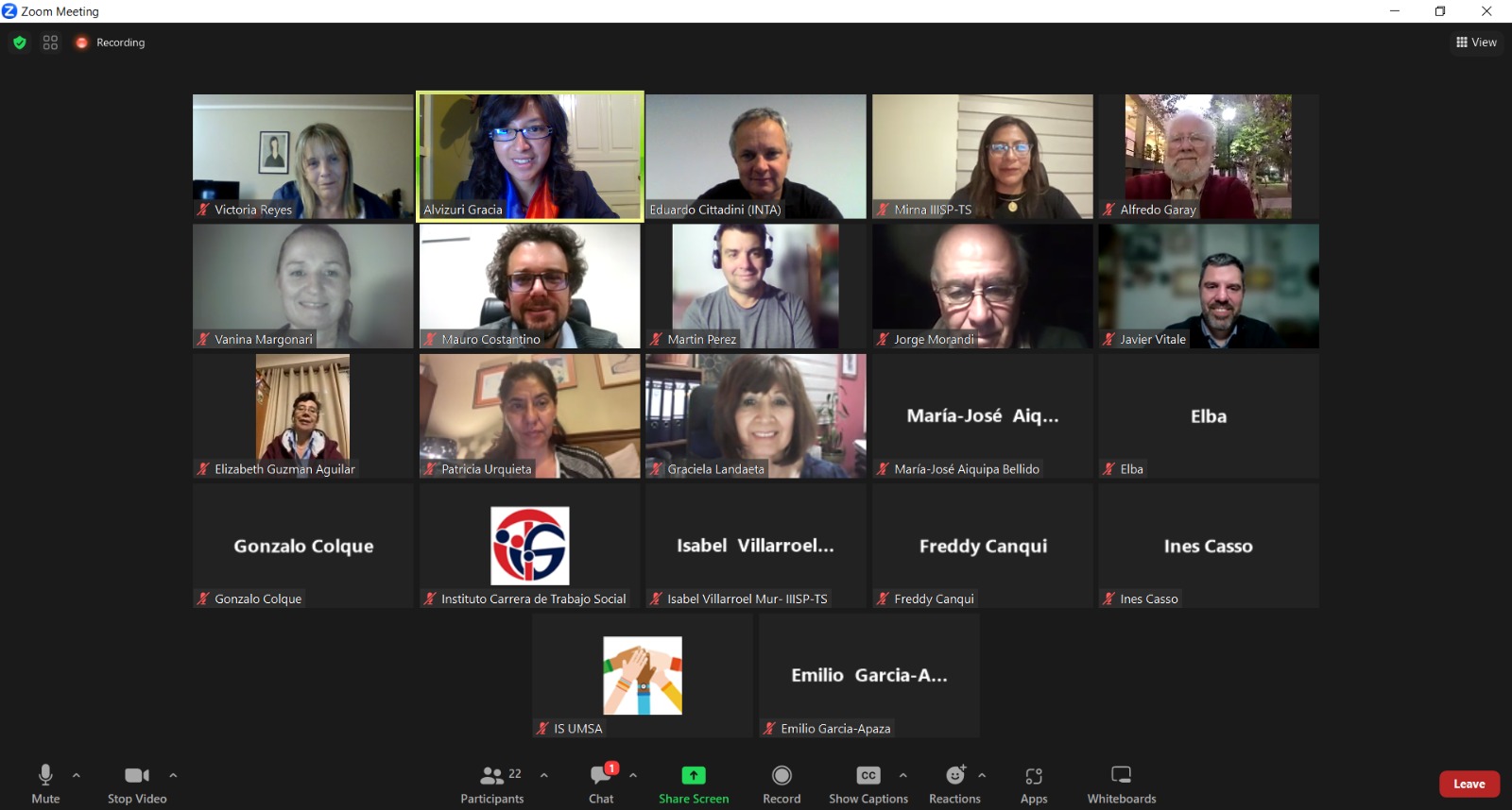 Expositores del Webinar INTA y UMSA