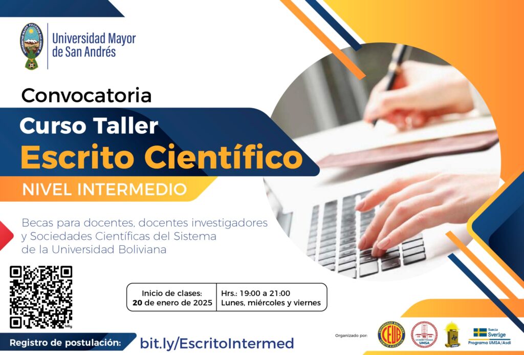 CONVOCATORIA CURSO TALLER ESCRITO CIENTÍFICO NIVEL INTERMEDIO