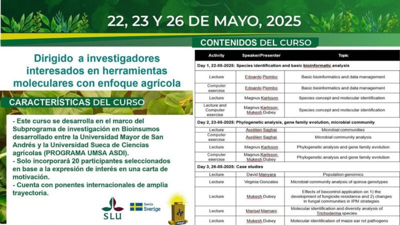 CURSO INTERNACIONAL «MOLECULAR IDENTIFICATION AND BASIC BIOINFORMATICS»