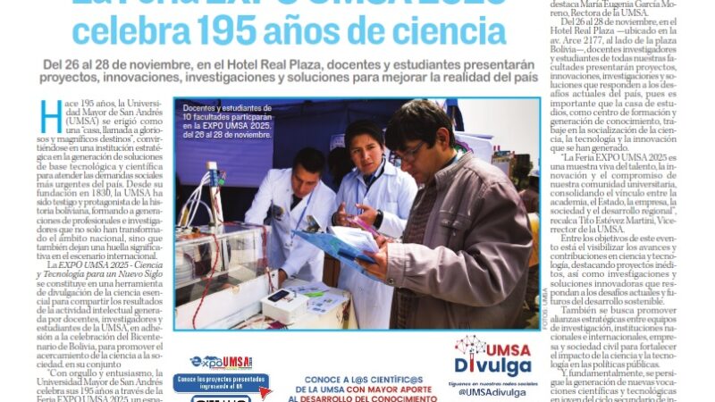 PUBLICACIÓN DE LA RAZÓN EN EL MARCO DE LA FERIA EXPO UMSA 2025