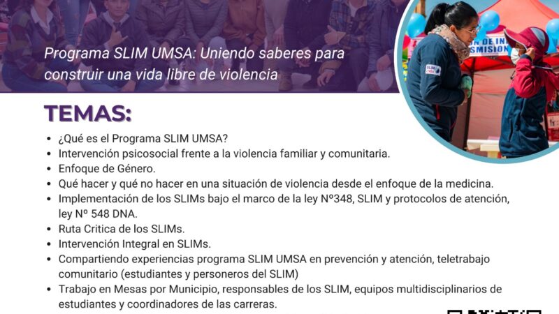 TALLER INDUCCIÓN PROGRAMA SLIM UMSA (SLIMS MUNICIPALES)